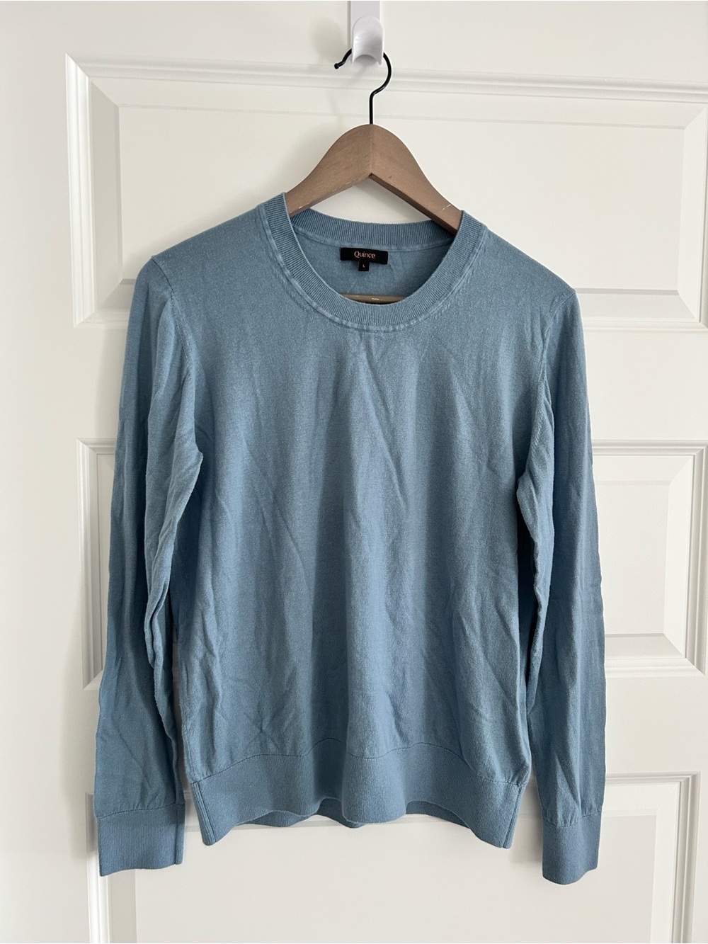 Quince Lightweight Cotton Cashmere Crew Sweater Blue Size L